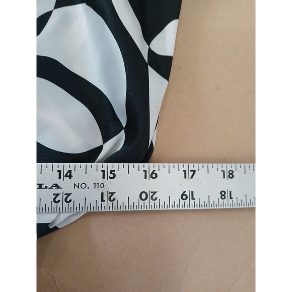 Roulette Satin Dress Black & White Retro Knee Length V Neck - Picture 2 of 6